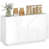 HOMCOM Meuble de rangement avec placards à portes et étagère réglable, 150 x 40 x 88 cm, blanc brillant(m-11)