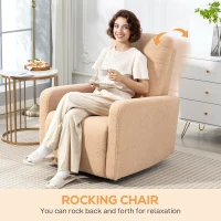 HOMCOM Poltrona Relax Reclinável Manual Poltrona Relax de Borreguito com Função de Baloiço 360° Reclinável até 135º 76x94x100 cm Marrom Claro(m-4)