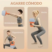 SPORTNOW Pesa Rusa 12 kg Kettlebell Relleno de Arena Metálica Mango Antideslizante para Casa 21x21x30 cm Naranja y Gris(m-5)