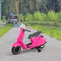 HOMCOM Vespa scooter électrique enfants, moto électrique enfants 6 V avec musique, klaxon, phare, 108x49x75cm, rose(m-10)