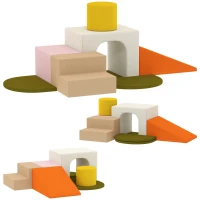 AIYAPLAY Set 8 Costruzioni Morbide per Bambini 0-3 Anni da Interni, in Velluto e Schiuma PU Arancione(m-10)