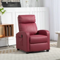 HOMCOM Sillón de Masaje Reclinable con Mando a Distancia Bolsillo Lateral y Temporizador Tapizado en PU 68x88x98cm Rojo Burdeos(m-2)