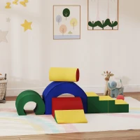 AIYAPLAY Parcours motricité bébé jouets d'escalade modulable 5 briques géantes en mousse 181 x 39 x 44 cm multicolore(m-10)