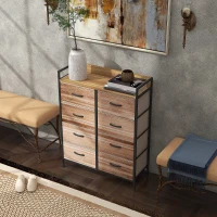 HOMCOM Meuble de Rangement commode 8 tiroirs en tissu amovibles, étagère supérieure et cadre acier 79L x 29l x 101H cm(m-10)