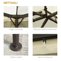 Outsunny Gazebo da Giardino 4x3m con Zanzariera, Tende e Doppio Tetto in Alluminio e Poliestere, Crema(m-6)