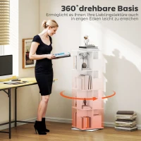 HOMCOM Draaibare boekenkast met 4 niveaus, 16 vakken, gemakkelijk toegankelijk, voor slaapkamer, woonkamer, werkkamer, spaanplaat, Wit(m-4)