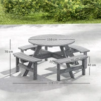 Outsunny 8-Seater Wooden Picnic Set-Fir Wood(m-3)