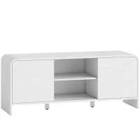 HOMCOM Mueble TV mueble para televisión para televisores de hasta 140 cm 2 puertas 2 compartimentos estante ajustable 110x35x45cm blanco(m-1)