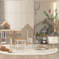 HOMCOM Torre de Almacenamiento Infantil con 6 Cajones Organizador de Juguetes con Bordes Redondeados y Asas 75x37x56,5 cm Crema(m-9)