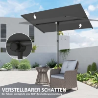 Outsunny Sonnenschirm 180 Grad drehbar Höhenverstellbar Gartenschirm mit Aluminium-Mast 150x205cm Dunkelgrau(m-4)