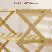 HOMCOM Zapatero Estrecho de Bambú Zapatero Vertical Plegable de 3 Niveles Sin Instalación Natural(m-5)