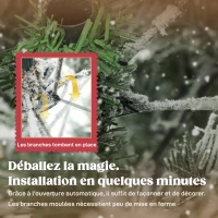 HOMCOM Sapin de Noël artificiel floqué de neige 150 cm, arbre de Noël avec 828 branche, support en métal pliable, vert(m-6)