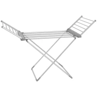 HOMCOM Séchoir à linge étendoir à linge 2 ailes latérales extensibles cadre en alliage d'aluminium 144 x 53 x 91 cm(m-12)