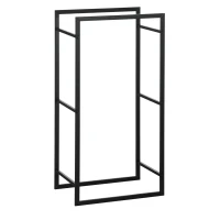 Outsunny Porte bûches range bûches vertical en métal intérieur extérieur 50 x 30 x 100 cm noir(m-12)