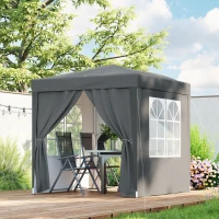 Outsunny Tonnelle de jardin extérieure tonnelle pliante pop-up réglable en hauteur protection UV 2 x 2 m gris(m-10)