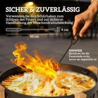 Outsunny 2-in-1 Feuerschale Ø75 x 58 cm Feuerstelle mit Funkenschutz Schürhaken Grillrost Schwarz(m-5)