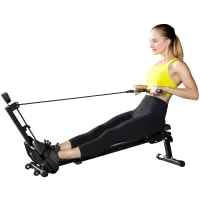 SPORTNOW Remadora Plegable con Monitor LCD y Asiento Acolchado, Resistencia Elástica, Capacidad 150 kg(m-6)