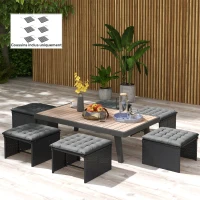 Outsunny Lot de 6 coussins de chaise de jardin, Coussins extérieur capitonné, grand confort cm avec attaches, dim. 40L x 40l cm(m-10)