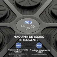 SPORTNOW Boxeo Pared Musical con 9 Modos de Velocidad Guantes Conexión Bluetooth Luces LED para Adultos y Niños en Casa Oficina(m-4)