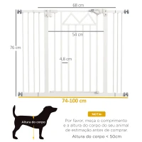 PawHut Barreira de Segurança Extensível para Animais de Estimação com Fecho Automático e Sistema de Duplo Bloqueio 74-100x76 cm Branco(m-3)