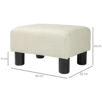 HOMCOM Pouf repose-pied tabouret bas en tissu de lin capacité de charge 110 Kg 40 x 30 x 24 cm beige(m-3)