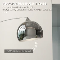 HOMCOM Lampă de podea vintage în arc cu bară ajustabilă, întrerupător de picior, soclu E27, argintiu(m-7)