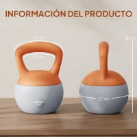 SPORTNOW Pesa Rusa 12 kg Kettlebell Relleno de Arena Metálica Mango Antideslizante para Casa 21x21x30 cm Naranja y Gris(m-3)