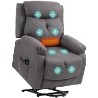 HOMCOM Fauteuil releveur électrique massant et chauffé, fauteuil inclinable, ports USB, repose-pied, 86x94x105cm, gris(m-11)
