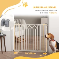 PawHut Barreira de Segurança Extensível para Animais de Estimação com Fecho Automático e Sistema de Duplo Bloqueio 74-100x76 cm Branco(m-7)