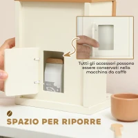AIYAPLAY Set Macchina del Caffè Giocattolo in Legno per Bambini da 3 Anni con Accessori, Marrone(m-7)