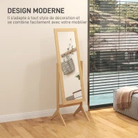 HOMCOM Miroir en pied grand miroir de sol inclinaison réglable pour dressing chambre 47 x 46 x 148 cm en chêne(m-5)