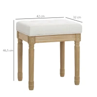 HOMCOM Reposapiés Salón Estilo Rústico Tapizado en Lino Sintético con Madera Maciza Patas Talladas Asiento Acolchado Beige(m-3)