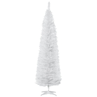 HOMCOM Árvore de Natal Artificial 210 cm Ignífugo com 199 Ramos de PVC Decoração de Natal para Interiores Branco