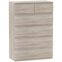 HOMCOM Commode 6 tiroirs meuble de rangement sans poignées design minimaliste 80 x 39 x 115 cm bois naturel