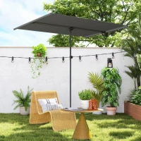 Umbrelă Outsunny pentru Exterioare 1.5x2 m Rotativă la 180°, din Poliester și Aluminiu, 150x205x120-215 cm, Gri Închis(m-2)