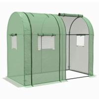 Outsunny Serre de jardin 1,8 m² dim. 1,85L x 0,9l x 1,5H m 2 Portes zippées déroulantes 4 fenêtres enroulables Acier PE Vert(m-12)