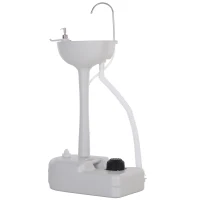Outsunny Camping Sink, 17L Portable Hand Wash Station with Towel Holder, Soap Dispenser and Rolling Wheels, Outdoor Sink for Events, Gatherings, Worksite(m-11)