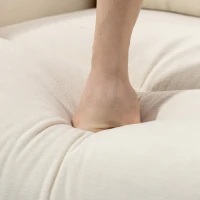 HOMCOM Poltrona Relax Reclinável Manual Estofada em Linho Sintético com Apoio para os Pés e Bolso Lateral 68x90x106 cm Creme(m-7)