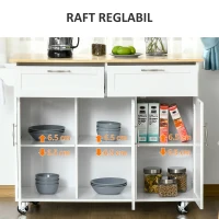 Homcom Carucior Bucatarie Multifunctional cu Sertare & Usi, 121×46×91 cm(m-5)