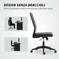 HOMCOM Sedia da Ufficio Ergonomica e Regolabile con Schienale Ricurvo, in Pelle PU e Acciaio, 58x53x97-107 cm, Nero(m-6)