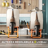 DURHAND Cavalletto Alzamoto max 150 kg in Metallo con Superficie in Gomma e Manovella, 48x34x43 cm, Arancione(m-4)