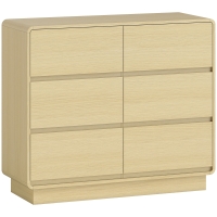 HOMCOM 100 cm Sideboard, Buffet Cabinet with 6 Drawers, Dresser for Kitchen, Living Room, Dining Room, Natural Wood
