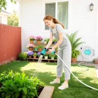 Outsunny Enrouleur tuyau arrosage dévidoir de tuyaux d'eau 35+2 m support mural + poignée pivotant à 180° 55 x 20 x 42 cm gris clair(m-8)