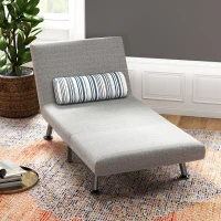 HOMCOM Fauteuil convertible 3 en 1 chauffeuse lit 1 place avec coussin gris(m-10)