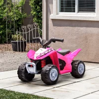 AIYAPLAY Quad électrique enfant 6 V, vitesse de 2,8 km/h, phares LED, klaxon, poignée et selle ergonomique, rose(m-10)