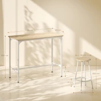 HOMCOM Set de Mesa de Bar y 4 Taburetes Estilo Industrial Marco de Metal para Cocina Salón Natural y Blanco(m-3)