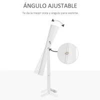 HOMCOM Armario de Joyería con Tira de Luces LED Cerradura Magnética y Estantes Ranuras para Anillos 46x36,5x151,5 cm Blanco(m-4)