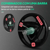 SPORTNOW Conjunto de 2 Discos de Pesos Olimpicos 15kg Ferro Fundido Placas de Peso com Orifício de 5 cm Ø40x5 cm Preto(m-5)