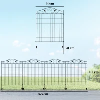 Outsunny Garden Decorative Fence - 4 Panels, 44in x 12ft, Metal Wire Landscape Border Edging(m-3)