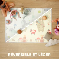 AIYAPLAY Tapis de jeu pour bébé pliable et réversible, tapis de sol en mousse épais, 195 x 146,5 x 1,5 cm, multicolore(m-4)